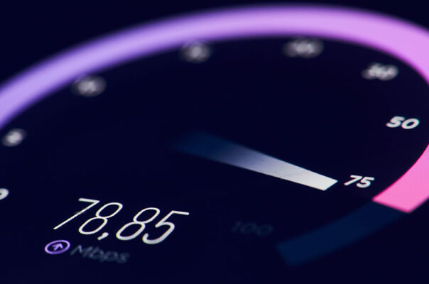 Close-up of an internet speed test.
