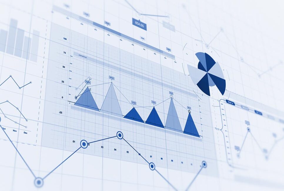 Charts, graphs and diagrams representing data.