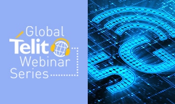 Global Telit Webinar Series logo with 5G in digital-style font.