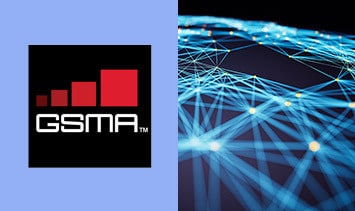 The gsma logo with a blue background.