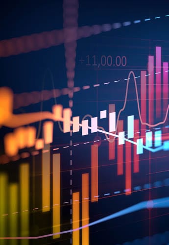 Digital graph with financial data.
