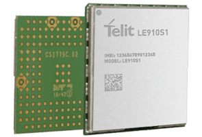 The telit le7011 microcontroller, designed for LTE Cat 1 connectivity, is displayed on a white background.