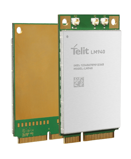 The Telit LMV4 module is a PCI express LTE data card.