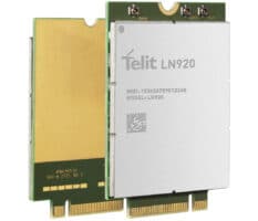 The telit ln20 is shown on top of a card.