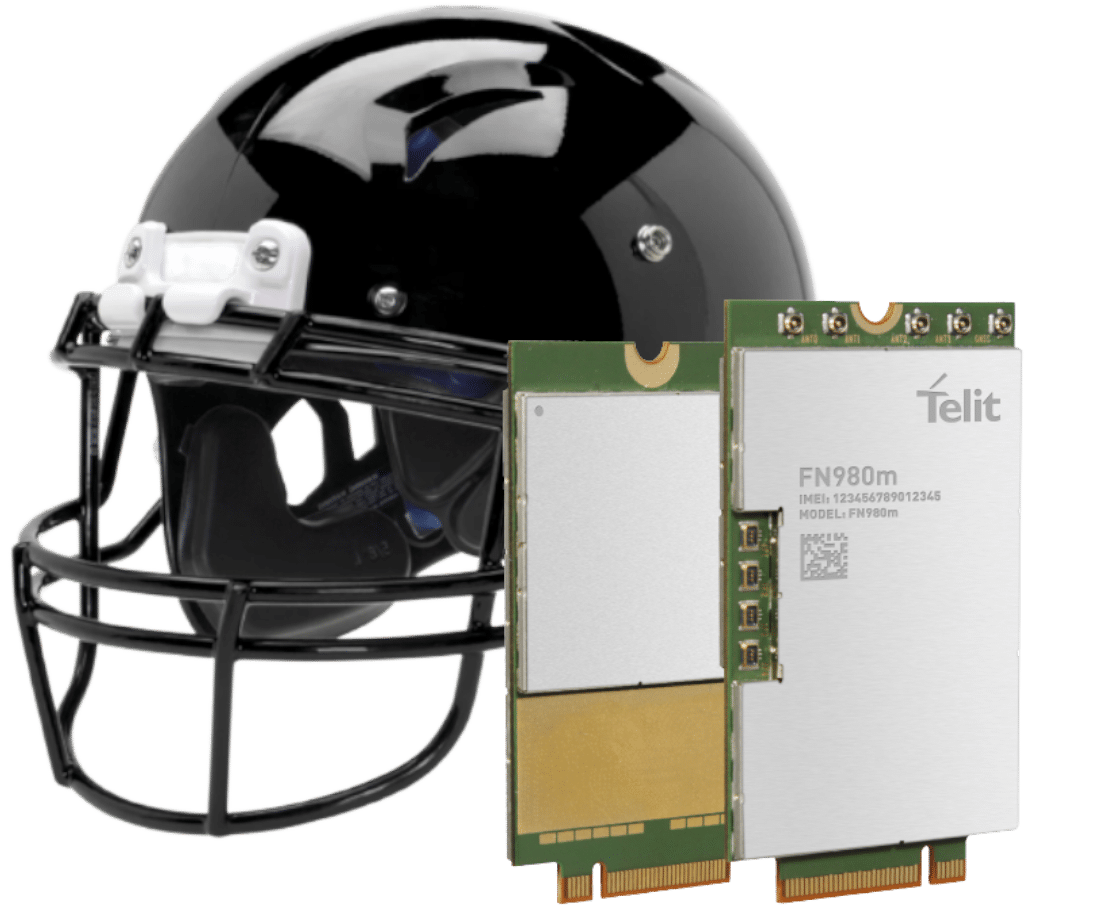A football helmet and a pcb on a white background.
