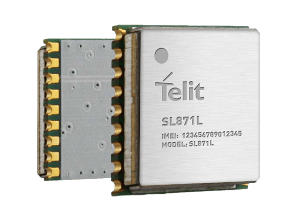 The Telit SL711TL, featuring multi-constellation positioning GNSS technology, is displayed against a white background.