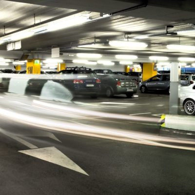 A parking garage enabled by smart traffic and transportation solutions.