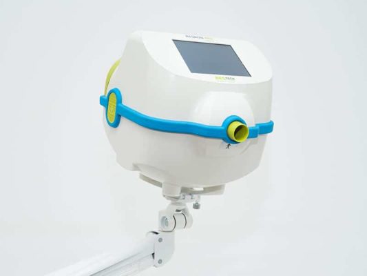 A medical device with a blue light attached to it.