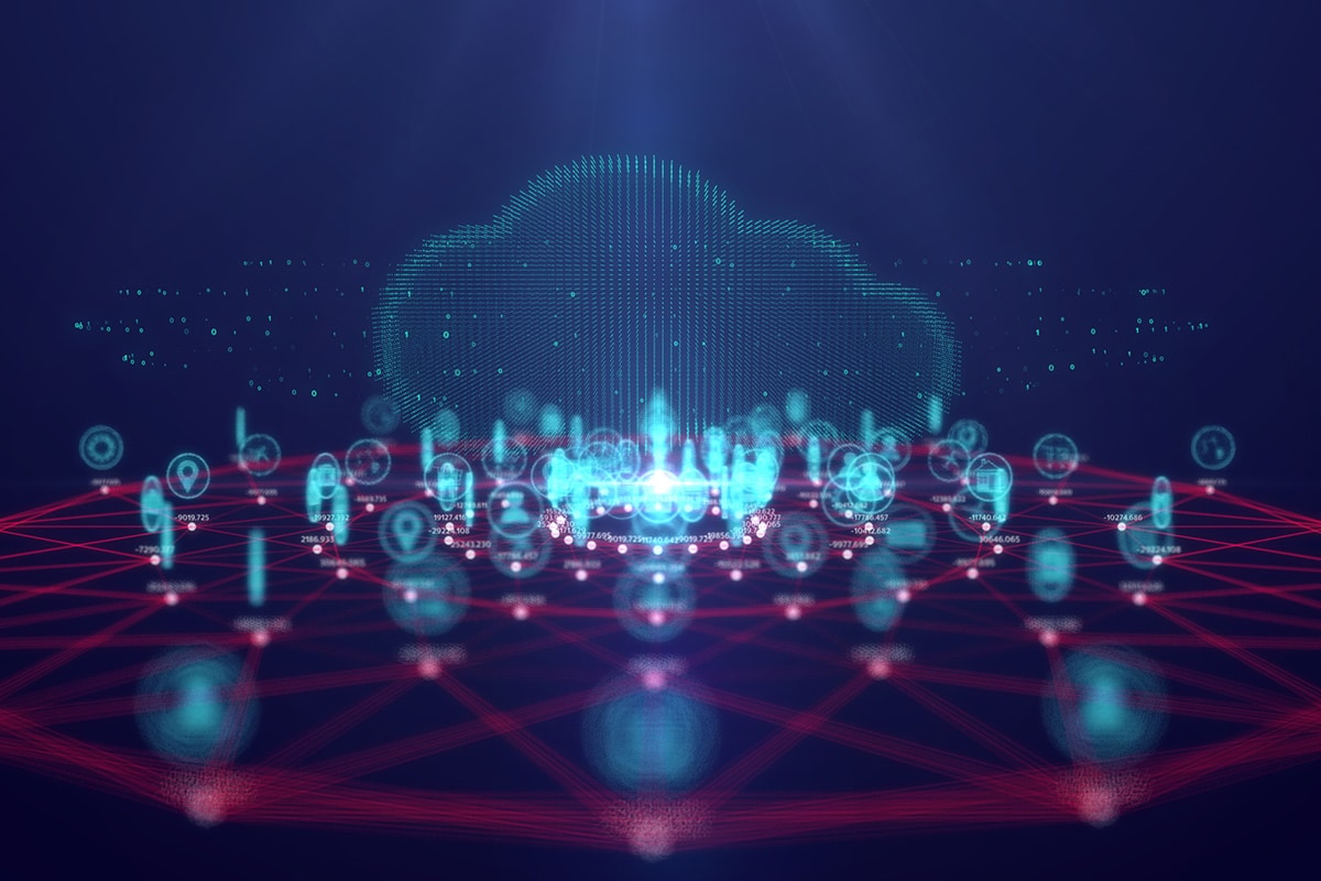 An image of a cloud within a network, showcasing the connectivity of IoT devices.