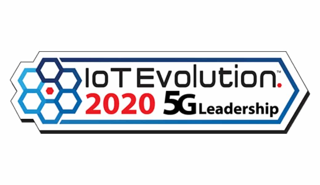 The logo for iot evolution 2020 5g leadership.