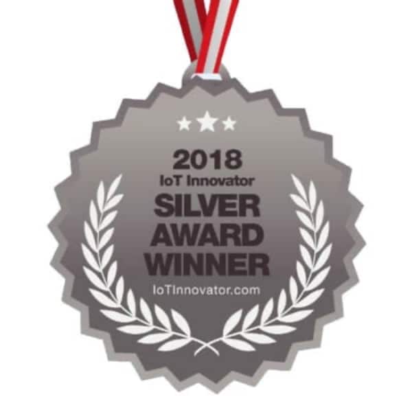 A silver award winner badge with the words 2018 innovator silver award winner.