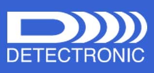 Detetronic's logo on a blue background showcases their brand identity.