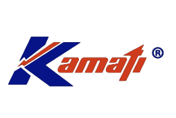 The Kamati logo features a large blue "K" and the word "amati" in red stylized text, with an upward arrow forming part of the "t" and a registered trademark symbol.