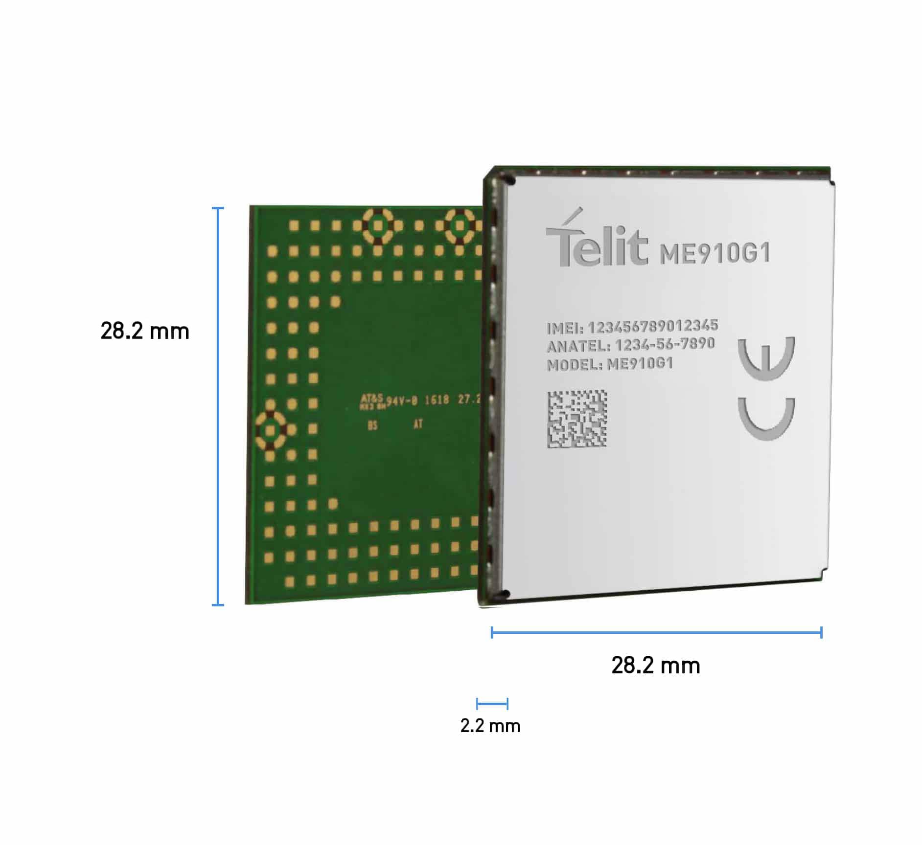 Telit ME910G1 cellular LPWA IoT module, a member of the xE910 form factor family.