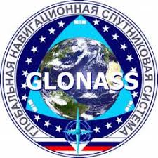 The GLONASS logo, showcasing an image of Earth within a blue triangle and encircled by a blue circular border with Russian text.