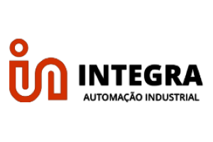 Logo with red stylized letters "in" on the left, and black text "Integra Automação Industrial" on the right, set against a white background.