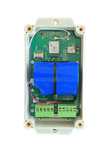 A GateTel electronic module with a battery attached.