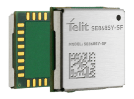 The telit s5eysf module is a multi-constellation positioning receiver module shown on a white background.