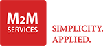 Logo for Smart Security and Surveillance M2M services on a red background.