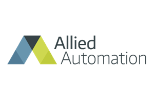 Logo of Allied Automation featuring a stylized 'a' with blue, green, and yellow segments next to the company name in gray text.
