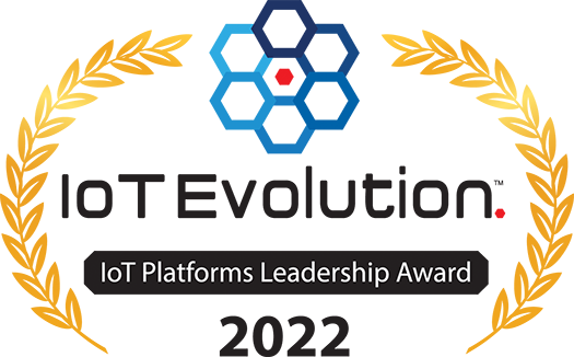 The logo for the IoT platforms leadership award showcases excellence in IoT device management.