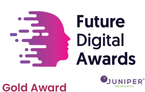 The logo for the NExT digital awards gold award.