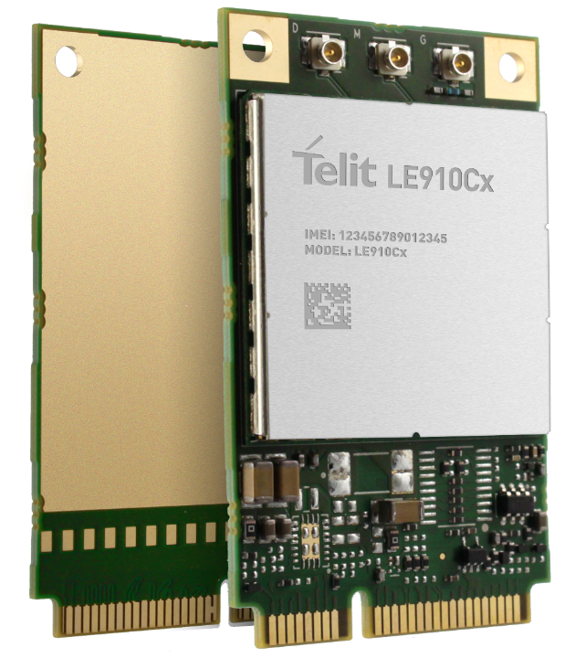 The LTE module from Telit, model LE710x.