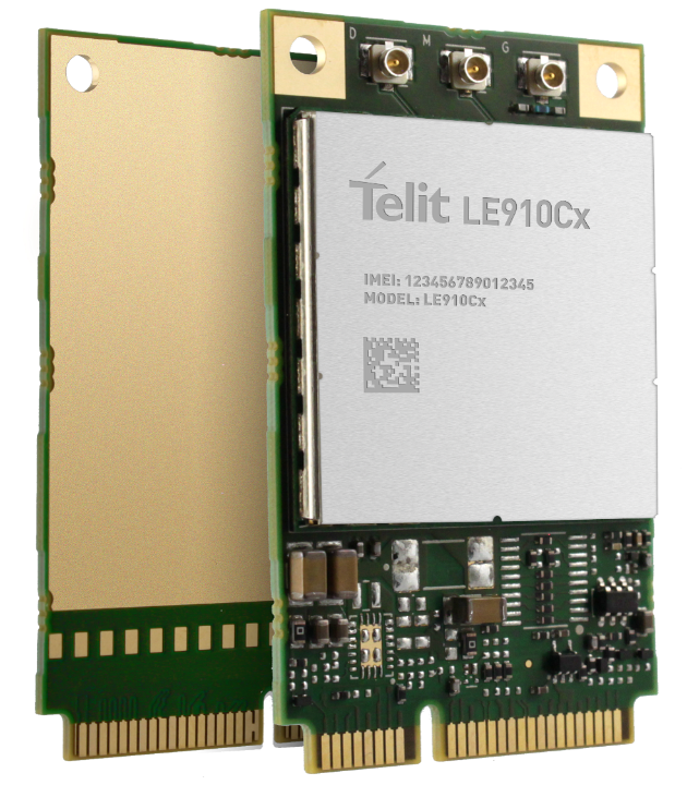 The LTE module from Telit, model LE710x.