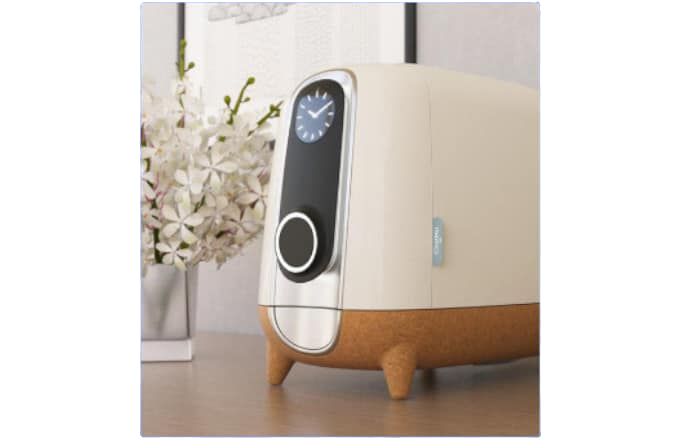 An IoT air purifier is on top of the table, providing smart health care.