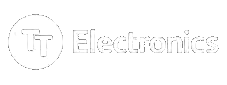 T electronics logo on a sleek black background, perfect for the smart city.