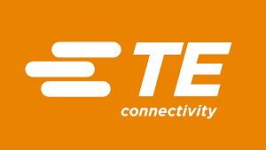 TE Connectivity logo on an orange background with an antenna design.