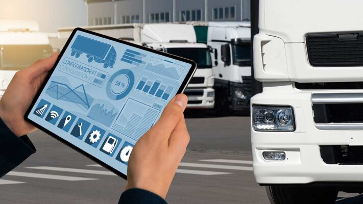 Digital tablet displaying fleet analytics