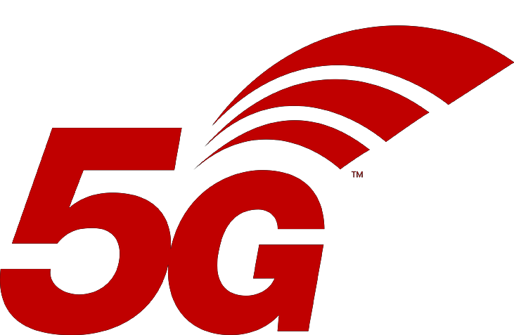 5G logo in red.