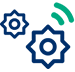 Icon displaying gears. Zero-touch onboarding simplifies device provisioning for deployments.