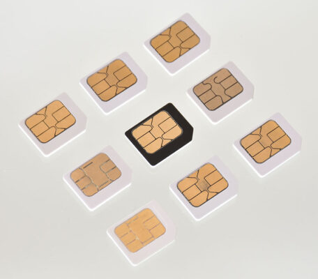 A photo of several SIM cards