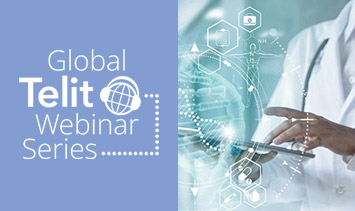 Global Telit Webinr series logo with a healthcare image