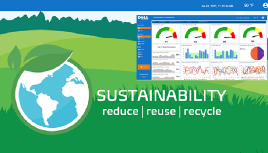 Image showing sustainability with reduce - reuse - recycle and a screen of a monitoring system.