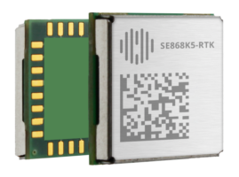 The multifrequency positioning receiver module is shown on a white background.