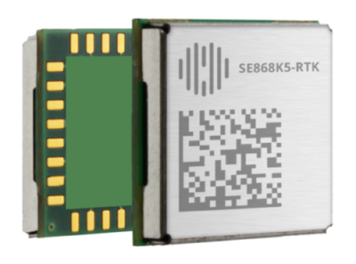 The multifrequency positioning receiver module is shown on a white background.