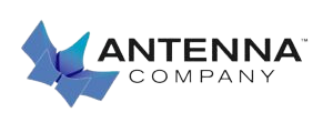 Logo of Antena company on a black background.