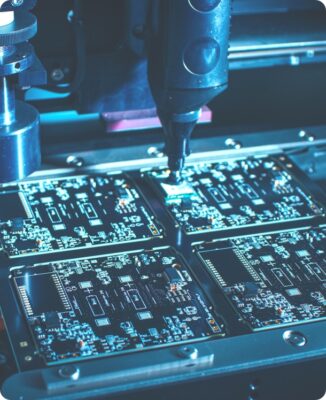 A TxWireless machine working on a circuit board.