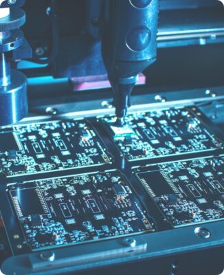 A TxWireless machine working on a circuit board.