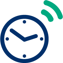 A clock icon with Wi-Fi signal waves above it.
