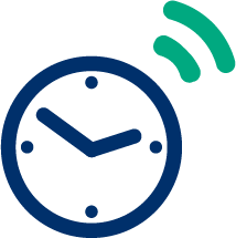 A clock icon with Wi-Fi signal waves above it.