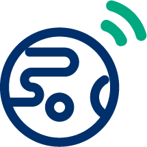 An Earth icon with Wi-Fi signal waves above it.