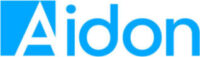 The image shows the logo for Aidon, featuring the word "Aidon" in blue with a stylized capital "A" on the left side.
