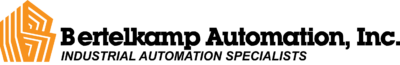 Logo of Bertelkamp Automation, Inc. featuring an orange geometric design on the left with the company name and tagline "Industrial Automation Specialists" in black text.