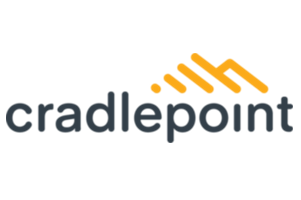 Cradlepoint logo with the company name in black lowercase letters and an orange, stylized signal icon above it.