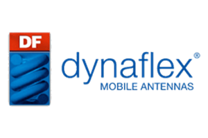 Logo of Dynaflex Mobile Antennas, featuring a blue design with "DF" in a red square on the left and the company name in blue text on the right.