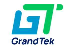 Logo of GrandTek featuring stylized blue "G" and green "T" letters above the text "GrandTek" in blue.